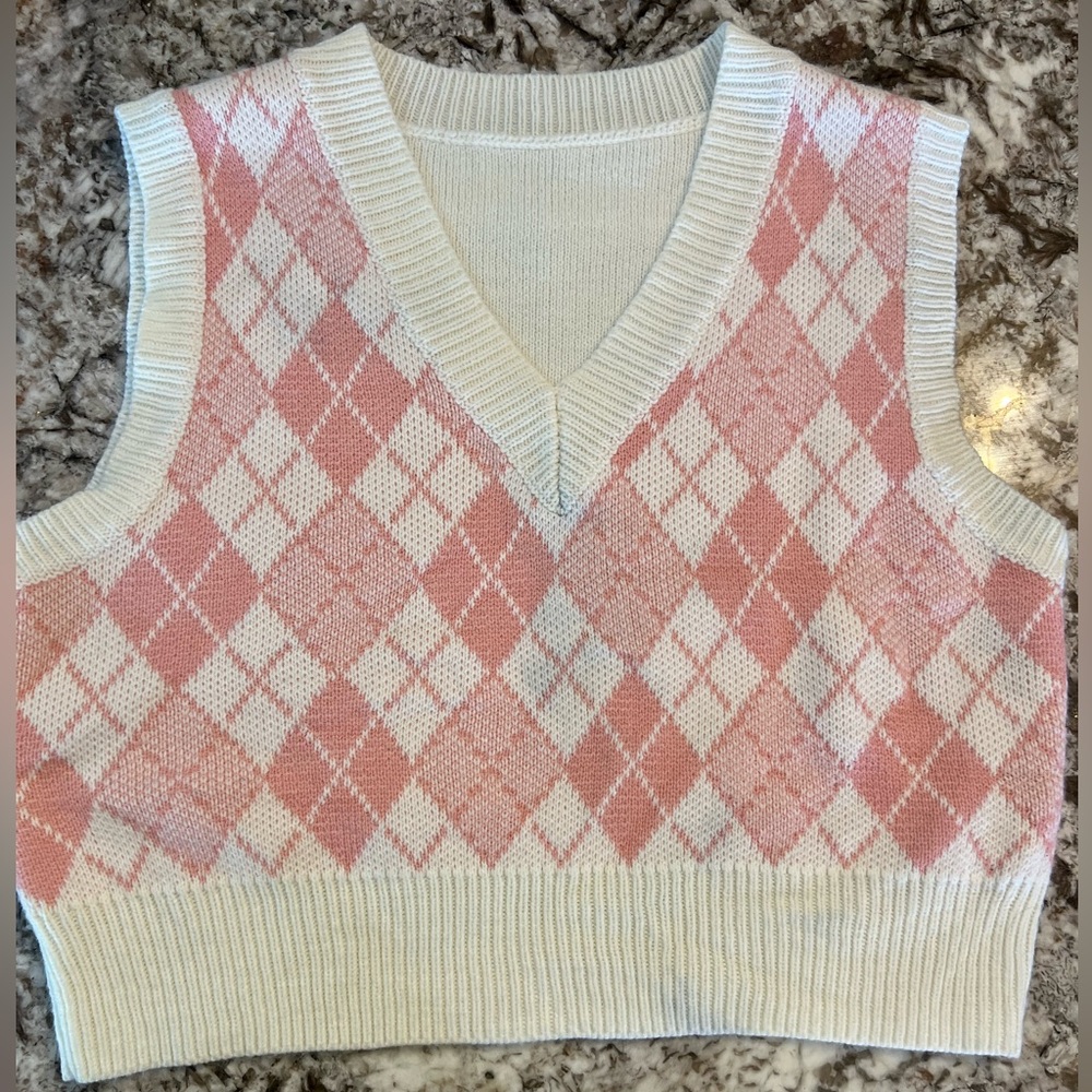 Small Shein Oversized Shein Sweater Knit Vest Juniors Womens Lightweight Pink